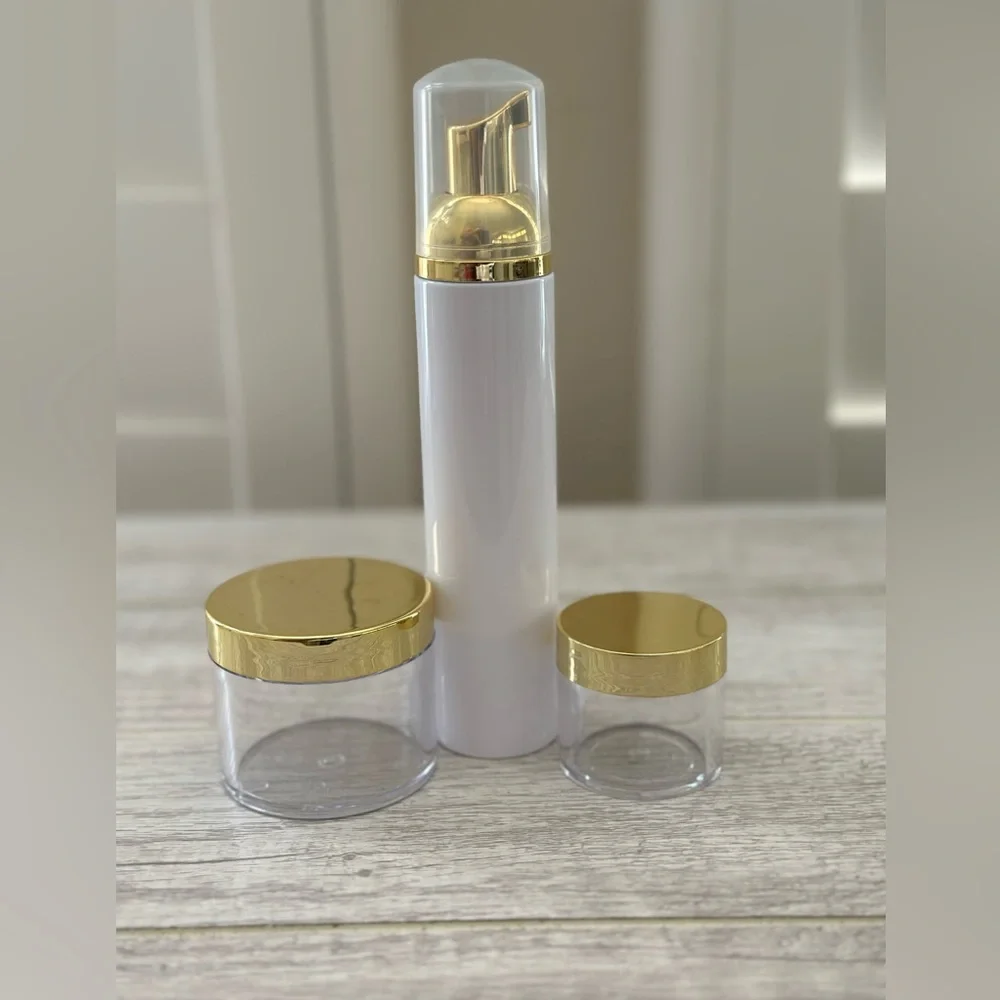 Gold DIY CREAM SERUM PUMP JARS BOTTLES ESSENTIAL OILS TRAVEL 36 piece